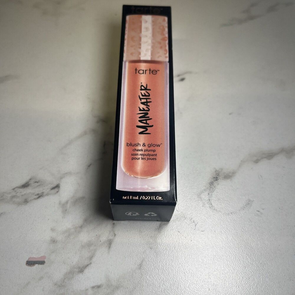 Tarte PEACHY PINK Maneater blush glow in plumping Gloss  Full Size .27 oz NIB!